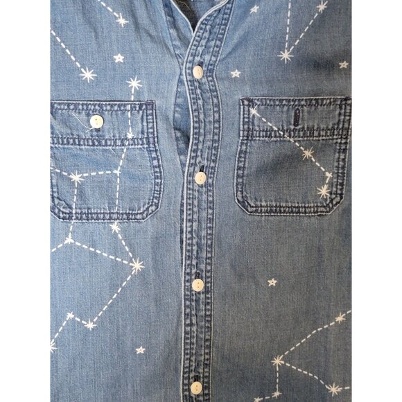 Madewell Classic Button Up Shirt Size XS Long Sleeves Star Print Blue White‎ - Picture 4 of 4